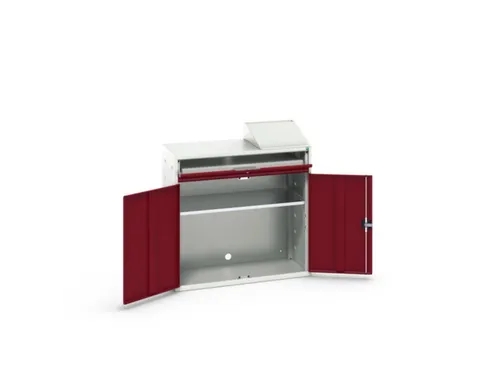 pc-kast 1130x1050x550mm toetsenbordblad RAL7035 + RAL3004