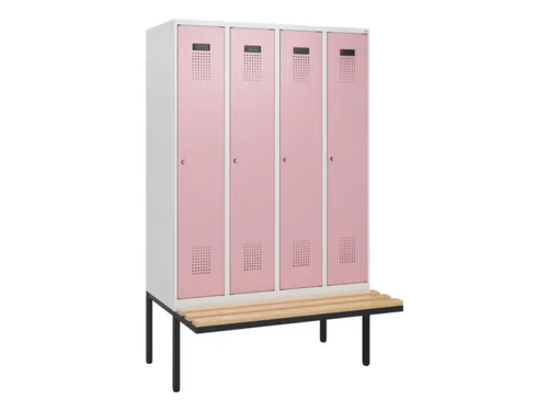 locker met bank,HxBxD 1950x1200x815mm,4vak,vak B 300mm,cilinderslot