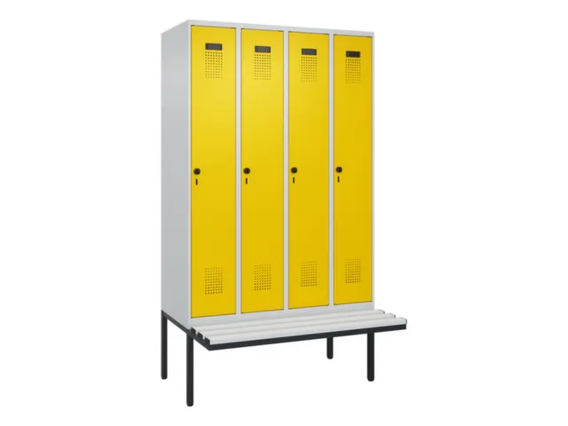 locker met bank,voor scheiding van kleding,HxBxD 2120x1200x815mm,4vak