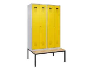 locker met bank,voor scheiding van kleding,HxBxD 2120x1200x815mm,4vak - 2
