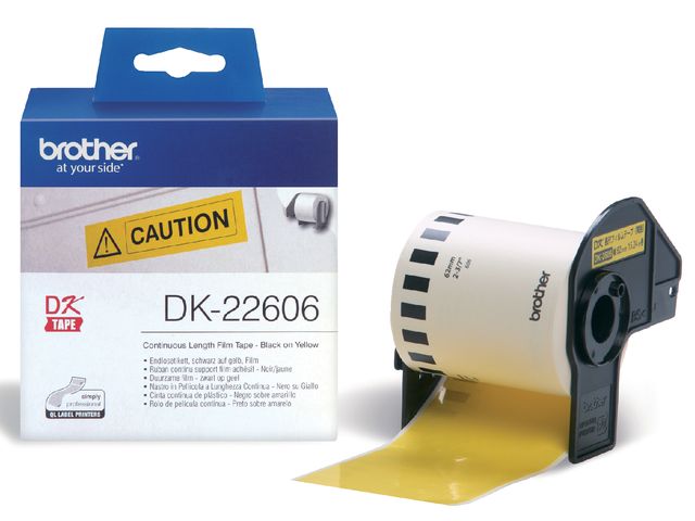 Etiket Brother DK-22606 62mm 15-meter gele film | LabelprinterOnline.nl