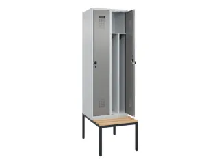 locker met bank,voor scheiding van kleding,HxBxD 2120x600x815mm,2vak - 1