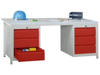 Werkplaatsbureau Bxdxh 1700x800x720mm 6laden Ral7035 Front Ral3000 - 2