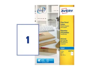 Adresetiket Avery J8567-25 210x297mm A4 Transparant Inkjet 25 stuks - 1