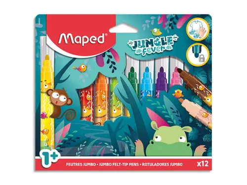 Viltstift Maped Jungle Fever Jumbo set à 12 kleuren