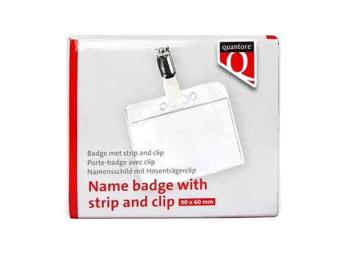 Badge Quantore met clip 60x90mm