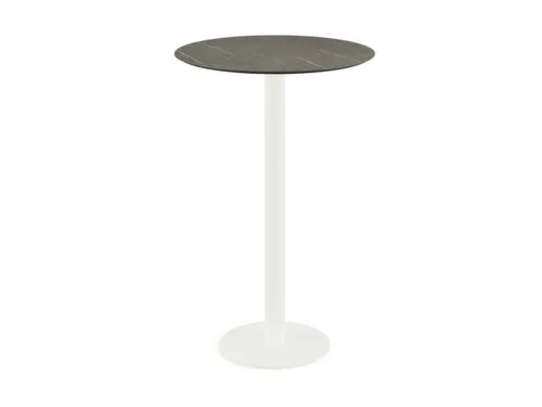 statafel,HxØ 1090x700mm,rond,schotelvoet wit,blad HPL Midnight Marble