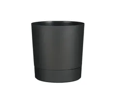 Plantenpot Mica Coco met schotel rond antraciet 23.5 x 22.5 cm