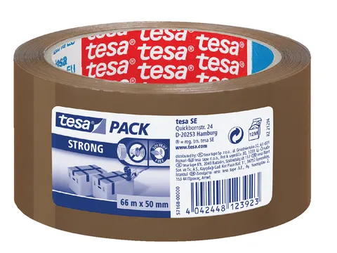 Verpakkingstape Tesapack Strong 57168 Pp 50mmx66m Low Noise Bruin