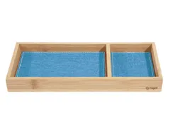 Pennenbak EYE STYLE bamboe 245x109x25mm met l.grijs- blauwe inlay