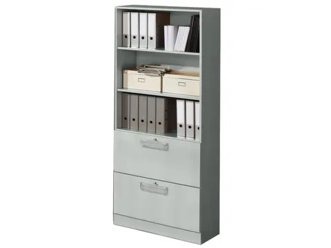 Combikast 3 Legborden 3OH 2 Hangmappenframe 2000x800x420mm Grijs