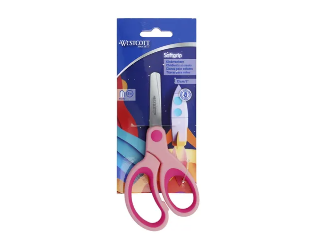 Ciseaux Westcott Kids 13cm Soft grip Bout rond Rose