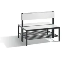 omkleedbank,HxLxD 796x1000x760mm,HPL wit,frame staal RAL7021,leuning