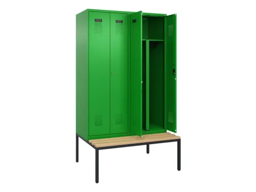 PBM-locker met bank,HxBxD 2120x1200x815mm,4vak,vak B 300mm