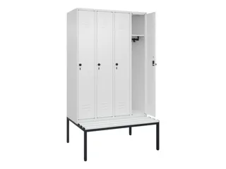 locker met bank,HxBxD 2120x1200x815mm,4vak,vak B 300mm,draaigrendel - 2