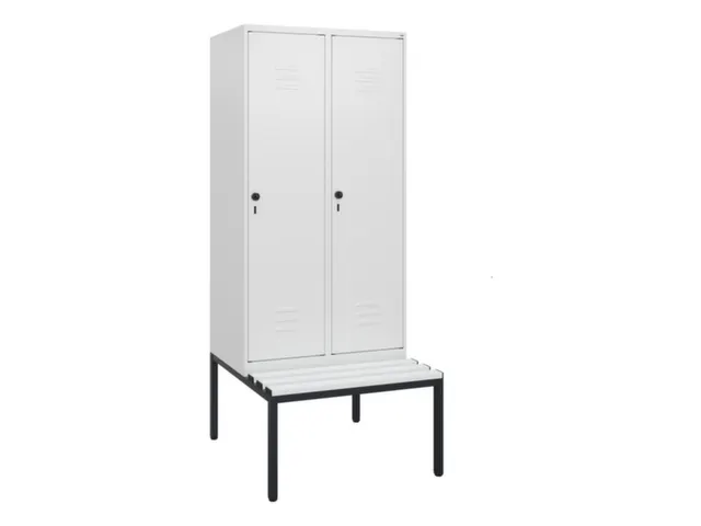 locker met bank,HxBxD 1950x800x815mm,2vak,vak B 400mm,draaigrendel