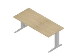 bureau,HxBxD 730x1800x800mm,blad eiken,C-voet aluminium