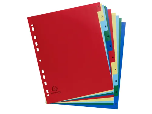 Bedrukte tabbladen numeriek assorti PP A4+ 10-delig 1-10 11-gaats