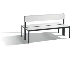 omkleedbank,HxLxD 796x1500x760mm,HPL wit,frame staal RAL7021,leuning - 1
