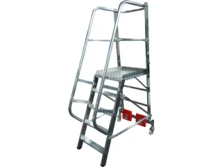 verrijdbare treden-platformladder,eenzijdig,5trede(n),stand H 1,1m - 1