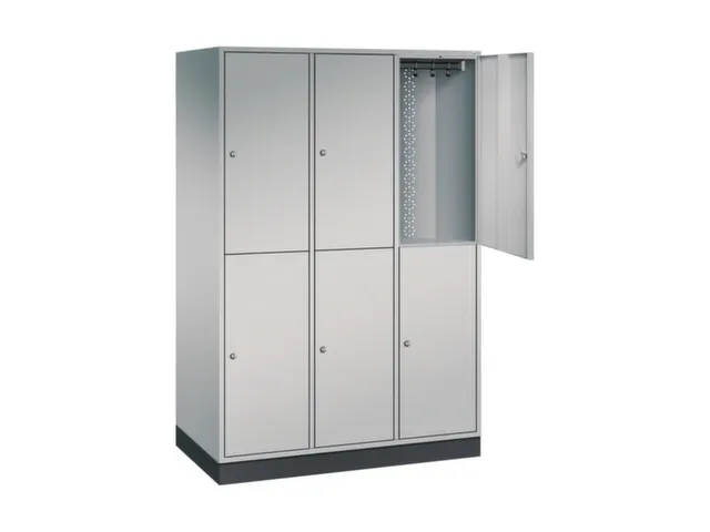 Dubbeldekse garderobekast,HxBxD 1950x1220x600mm,3x2vak.,vak B 360mm