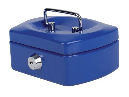Geldkist Pavo met muntgleuf 125x95x60mm blauw