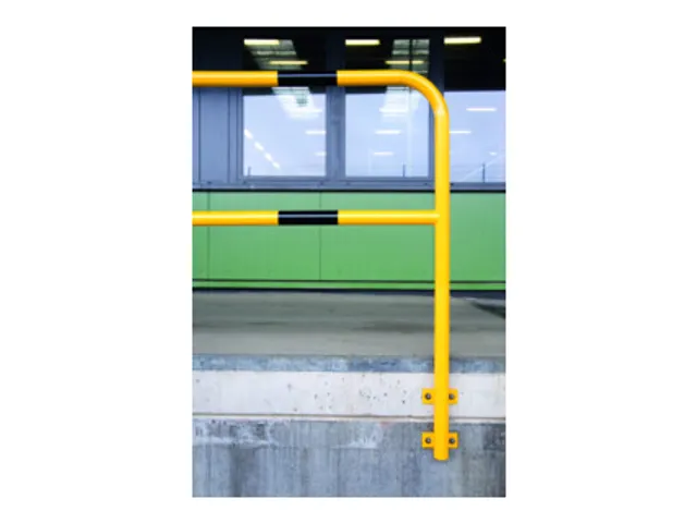 beschermbeugel,v. binnen,HxB 1300x1000mm,staal,geel/zwart,wandmontage