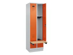 locker met bank,HxBxD 1950x600x815mm,2vak,vak B 300mm,cilinderslot