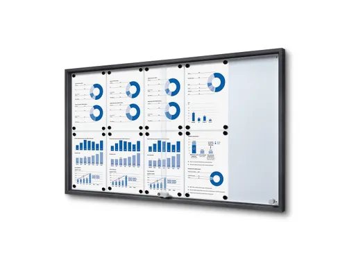 Vergrendelbaar notitiebord Indoor Slim 10xA4 Schuifdeuren Antraciet