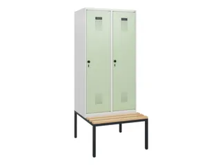 locker met bank,HxBxD 1950x800x815mm,2vak,vak B 400mm,draaigrendel - 2