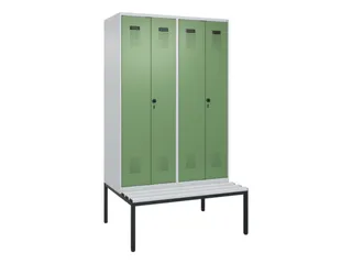 PBM-locker met bank,HxBxD 2120x1200x815mm,4vak,vak B 300mm - 2