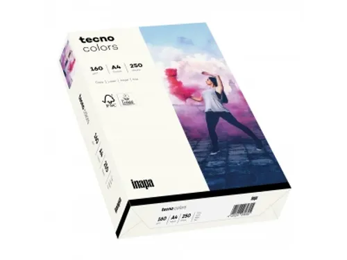 Inapa Tecno colors Gekleurd papier A4 Natuurlijk wit 160 gram 250 vel