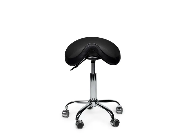 Zadelkruk Office Premium laag zonder voetring harde wielen zw