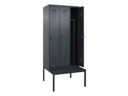 locker met bank,voor scheiding van kleding,HxBxD 2120x900x815mm,3vak