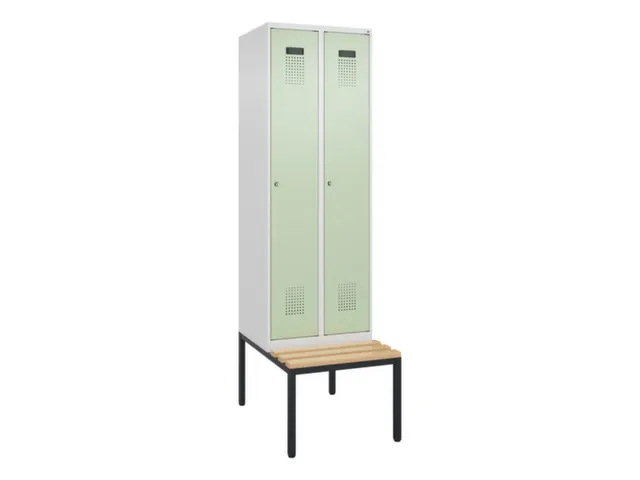locker met bank,voor scheiding van kleding,HxBxD 2120x600x815mm,2vak