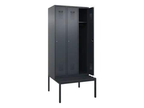 locker met bank,HxBxD 2120x900x815mm,3vak,vak B 300mm,cilinderslot
