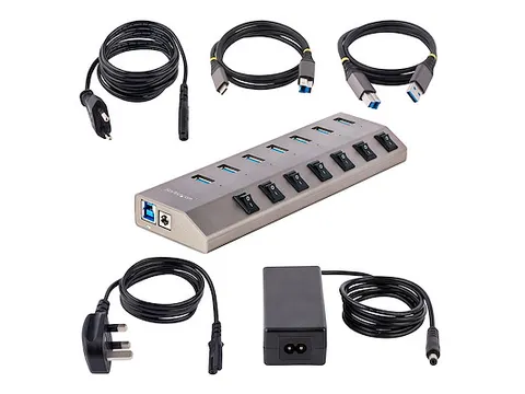 7-Port Self-Powered USB-C Hub met Individuele On/Off Schakelaars