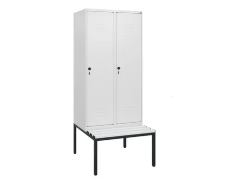 locker met bank,HxBxD 1950x800x815mm,2vak,vak B 400mm,draaigrendel