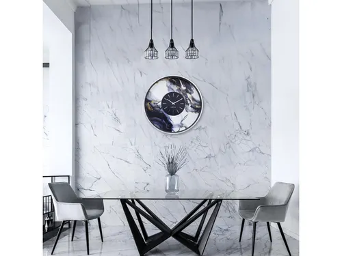 Wandklok NeXtime Marble Duo 48cm zilver metaal