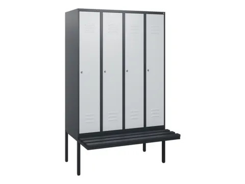 locker met bank,HxBxD 1950x1200x815mm,4vak,vak B 300mm,cil.-slot