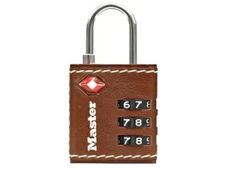 Hangslot Masterlock 3-cijfer combinatie 30mm TSA Bruin leer - 3