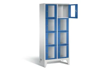 Lockerkast 1850x810x500mm 2x4 vakken Cilinderslot Poten, RAL5010 - 1