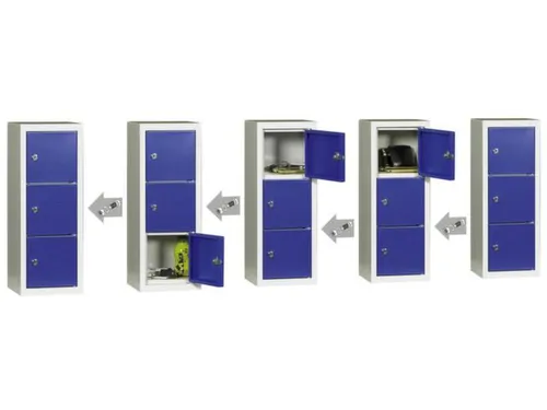lockerkast,HxBxD 598x225x200mm,1x3vakken,RAL7035,front RAL6011