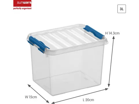 Opbergbox Sunware Q-line 3L transparant/blauw