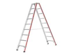 trapladder,beide zijden,2x9treden,Stand H 1,61m,balk L 2,28m,aluminium
