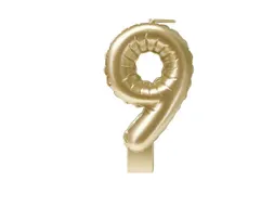 Verjaardagskaars cijfer 9 Folieballon Goud 10cm