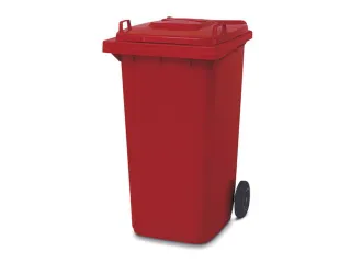 Vuilcontainer PE 240 liter HxBxD 1100x580x740mm met wielen rood - 3