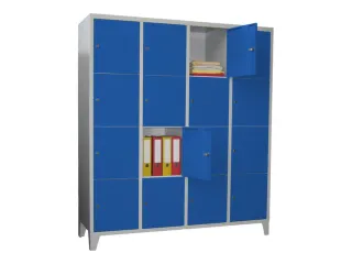 lockerkast,HxBxD 1850x1600x500mm,4x4vakken,RAL7035,front RAL5010 - 2