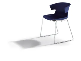 Bezoekersstoel Kunststof Kuip Blauw Sledepoten Aluminium - 2