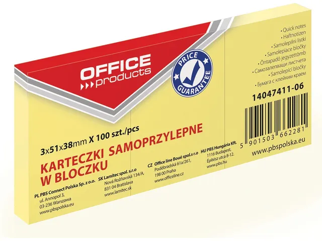 Memoblok 38x51mm 100 Vel Geel